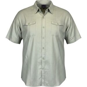Empra Guayabera Shirt Mens 5XL Sage Green 100% Linen Short Sleeve Casual